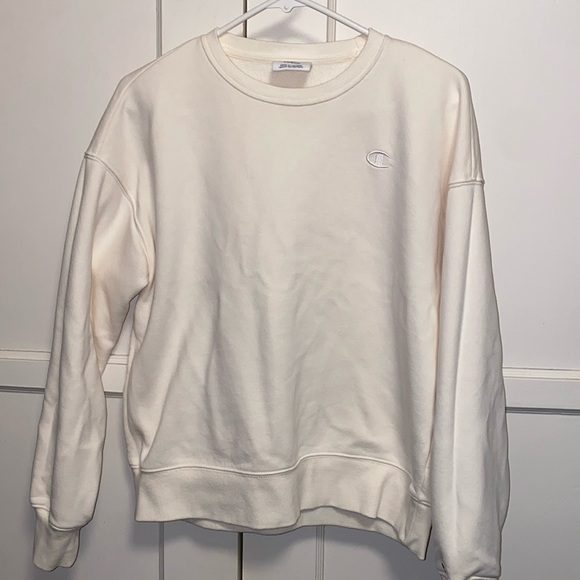 Champion XS Cream Ribbed Crew Neck Pullover Sweater - Picture 1 of 13